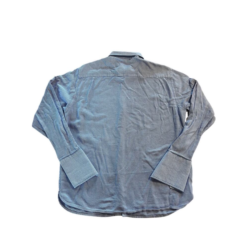 Perry Ellis Men's Large Blue Micro-Check French Cuff Button Down Dress Shirt - Picture 3 of 7